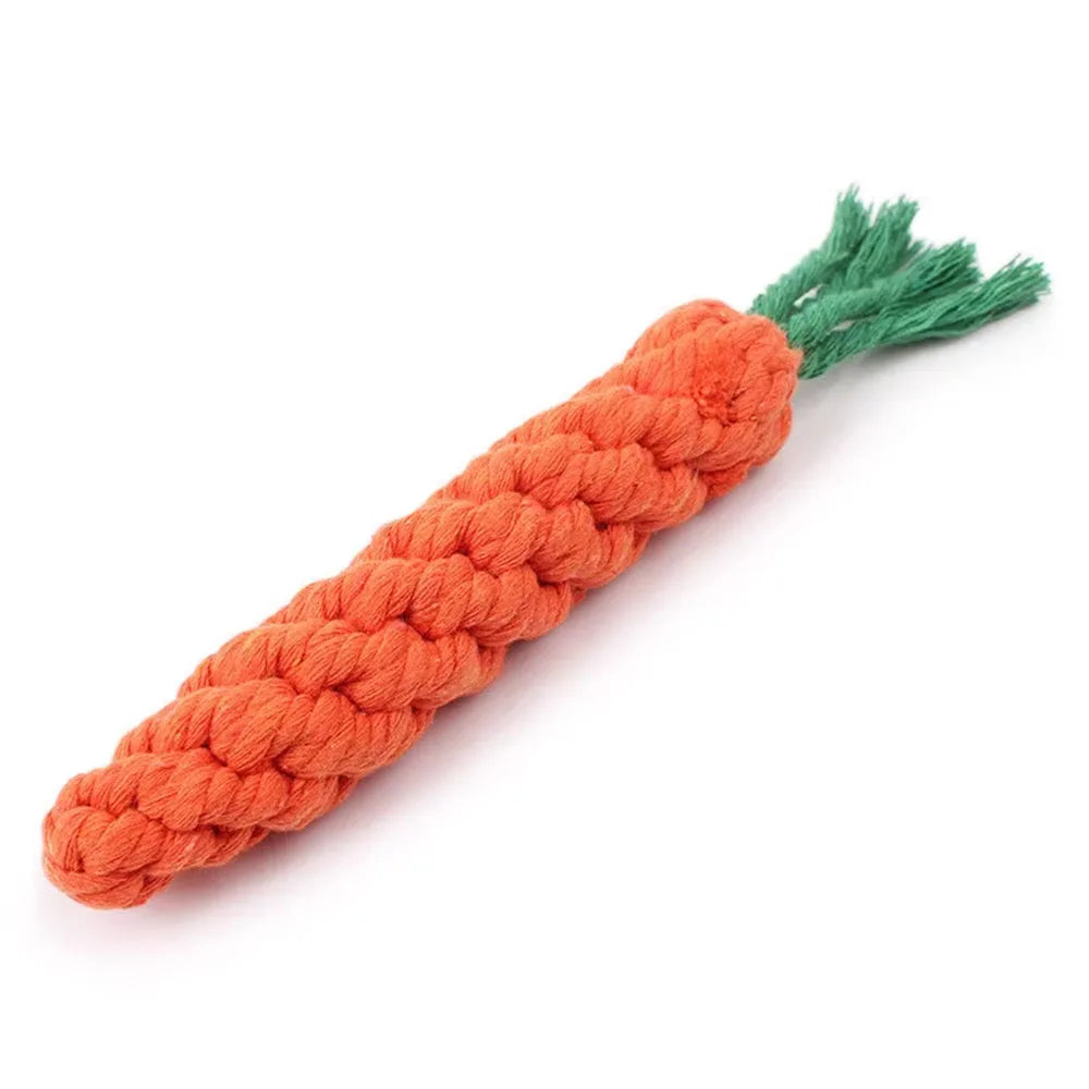 Carrot-Shaped Dog Chew Rope – Durable Cotton Bite Toy