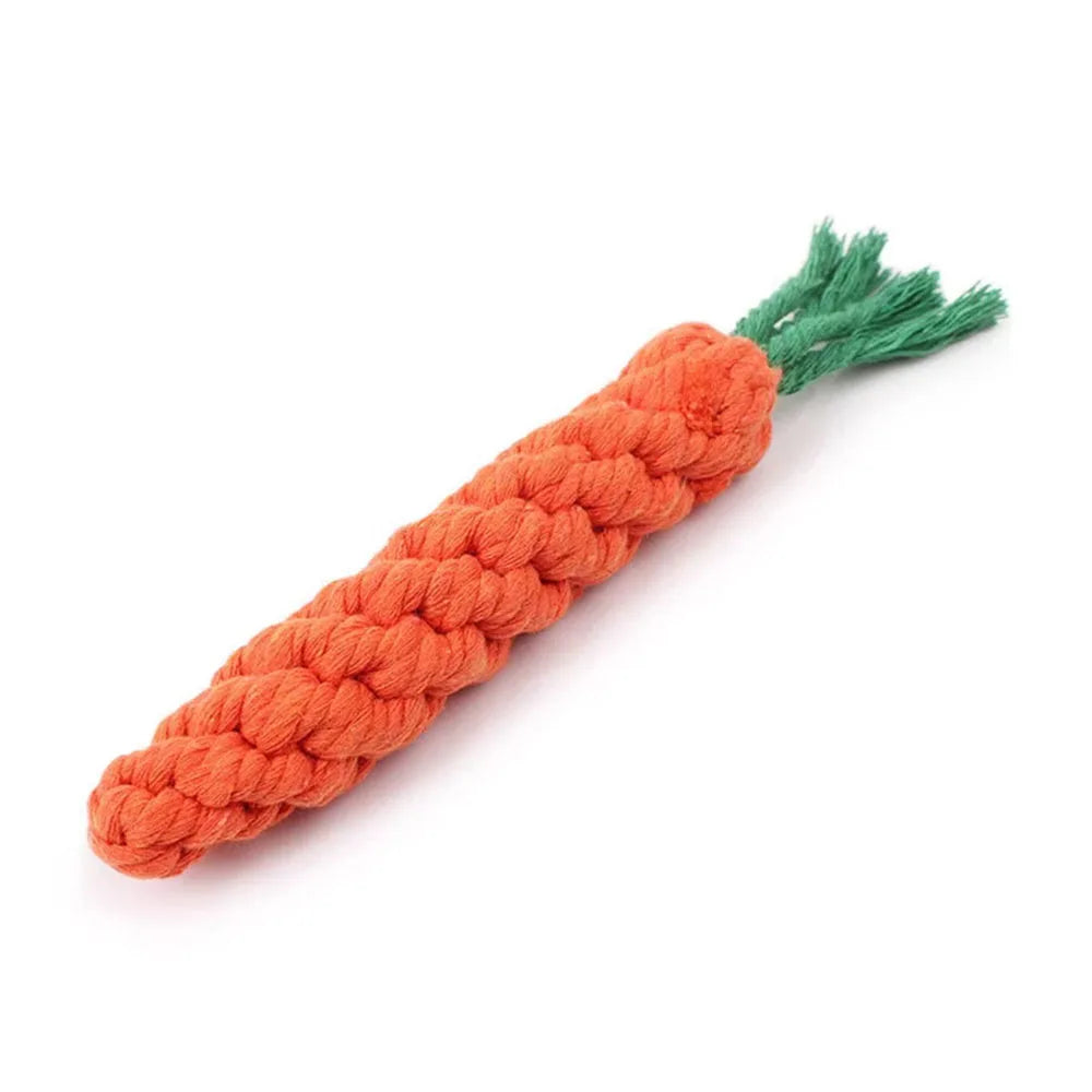 Carrot-Shaped Dog Chew Rope – Durable Cotton Bite Toy