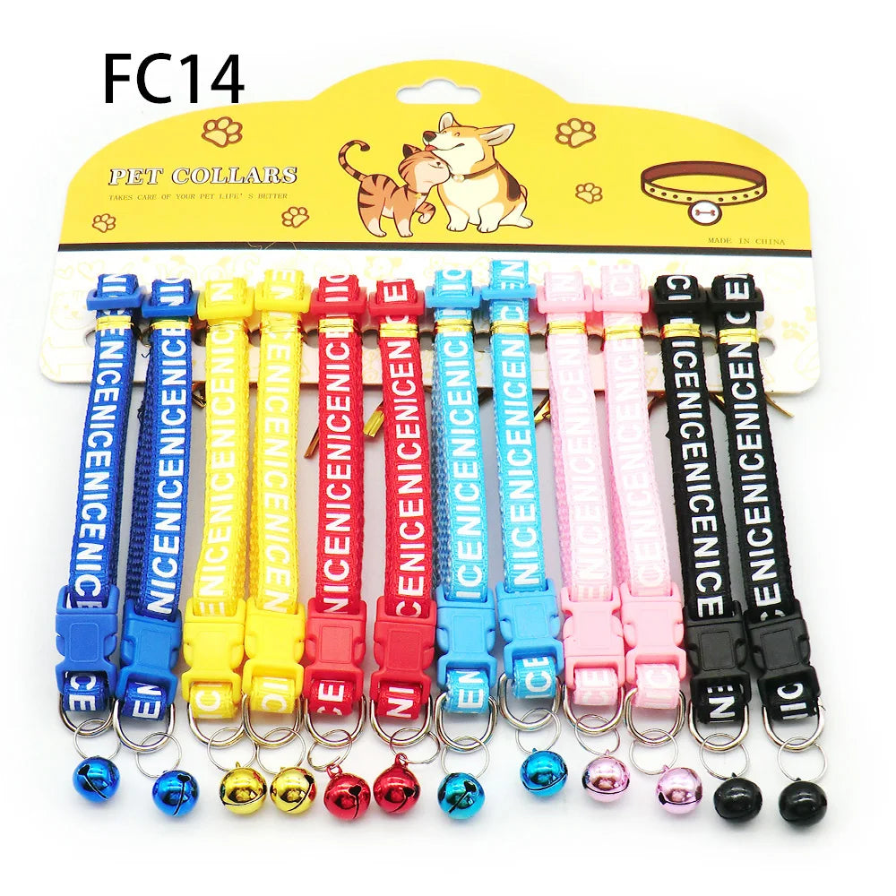 12-Pcs Anti-Lost Pet Collars – Mix Color Buckle Collars with Bell