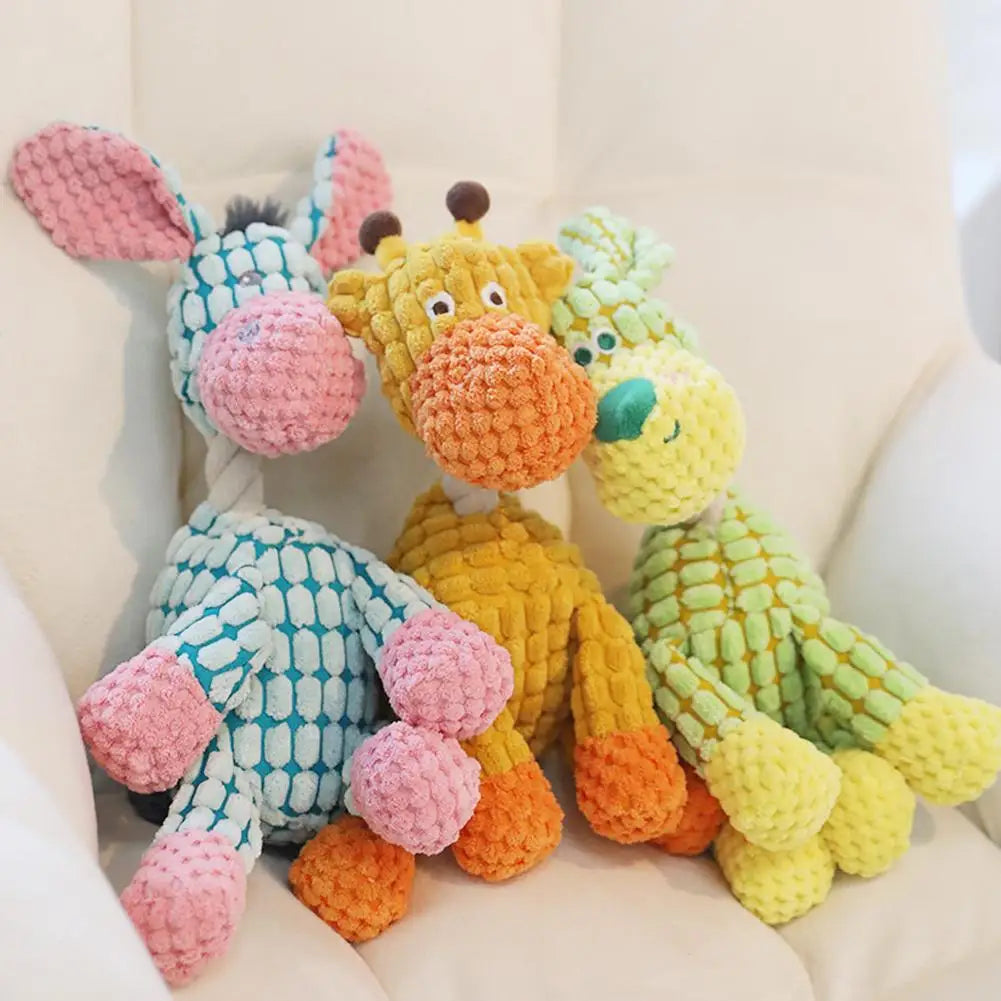 Corduroy Dog Molar Toy – Squeaky Plush Chew for Large Dogs