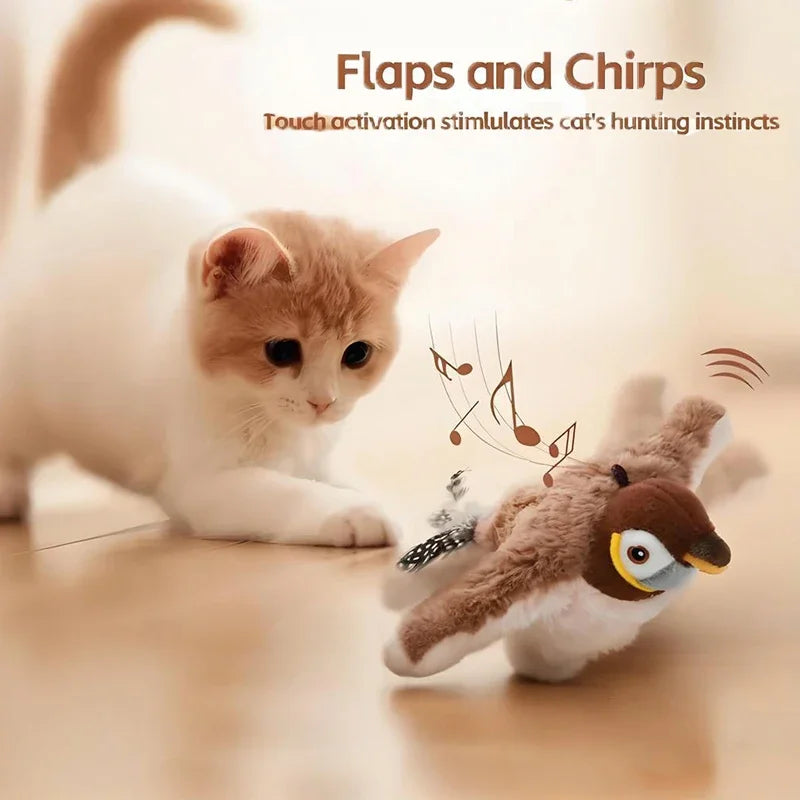 Catnip Electric Bird Toy – USB Rechargeable Touch-Activated Plush