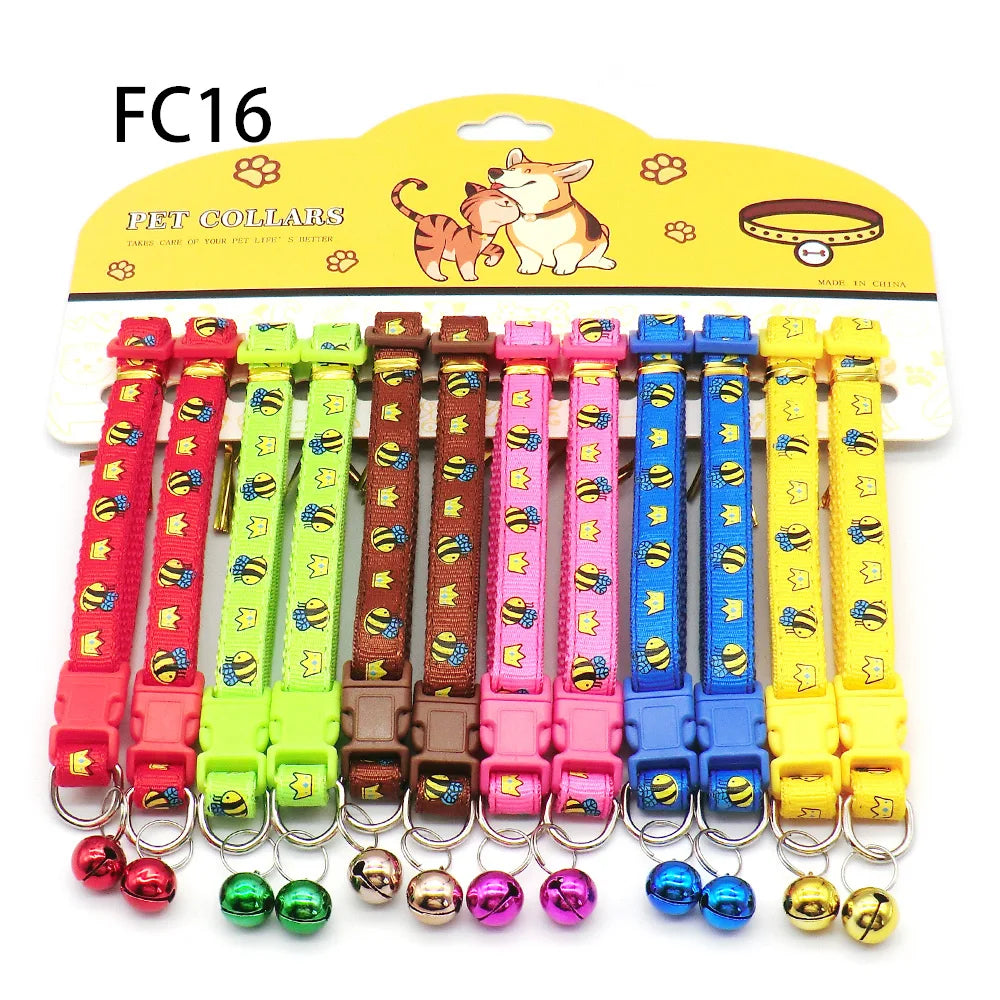 12-Pcs Anti-Lost Pet Collars – Mix Color Buckle Collars with Bell