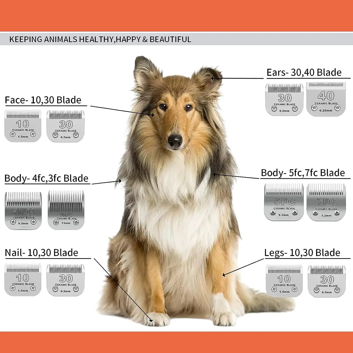 Professional Pet Clipper Blades – A5 Ceramic Fit for Andis & Oster