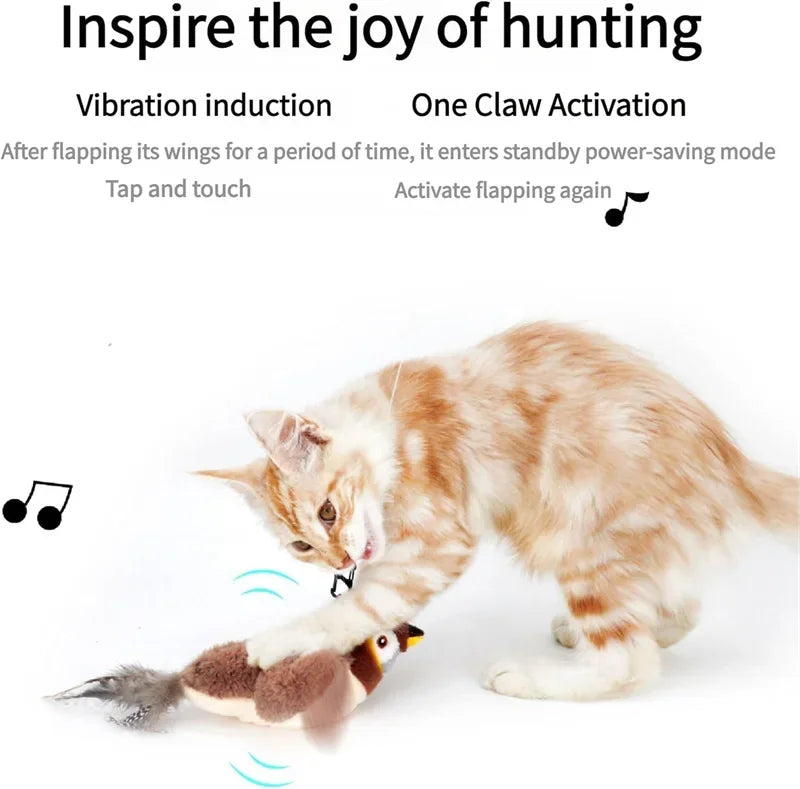 Catnip Electric Bird Toy – USB Rechargeable Touch-Activated Plush