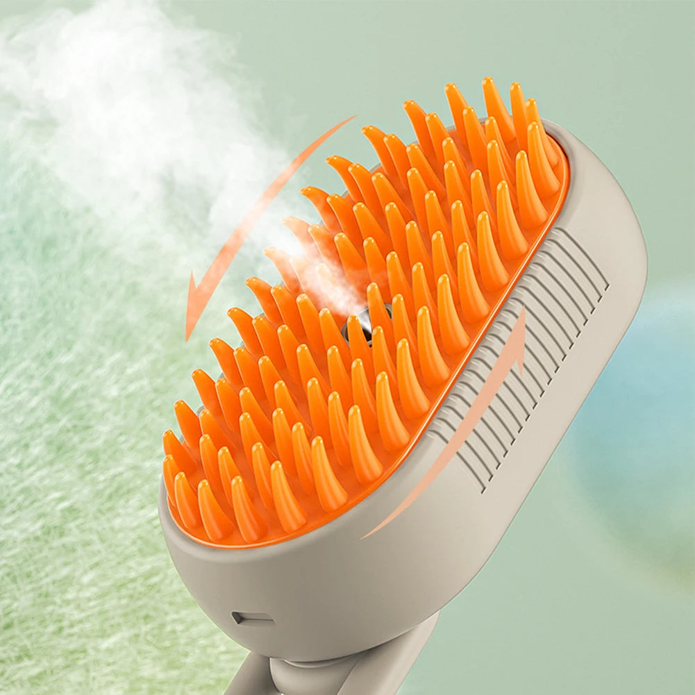 3-in-1 Electric Pet Steam Brush – USB Rechargeable Cat & Dog Grooming Comb