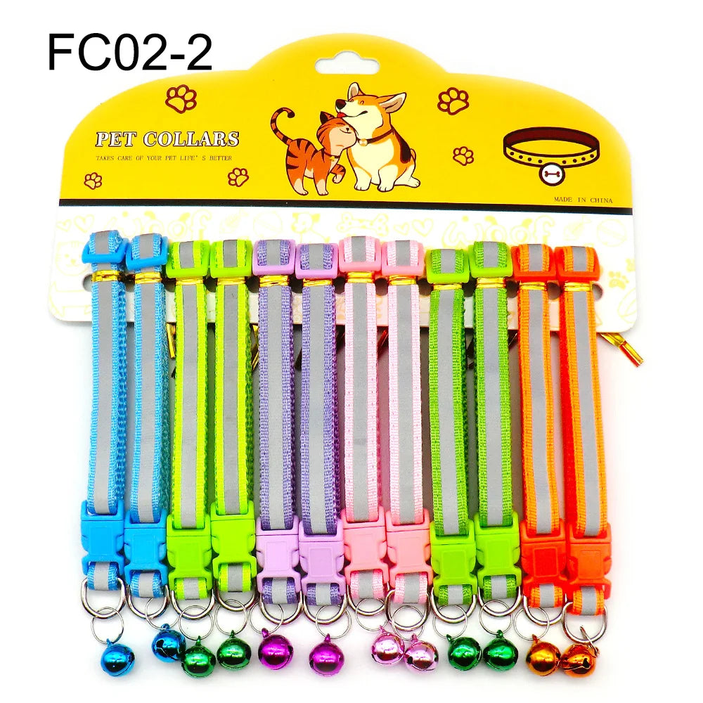 12-Pcs Anti-Lost Pet Collars – Mix Color Buckle Collars with Bell