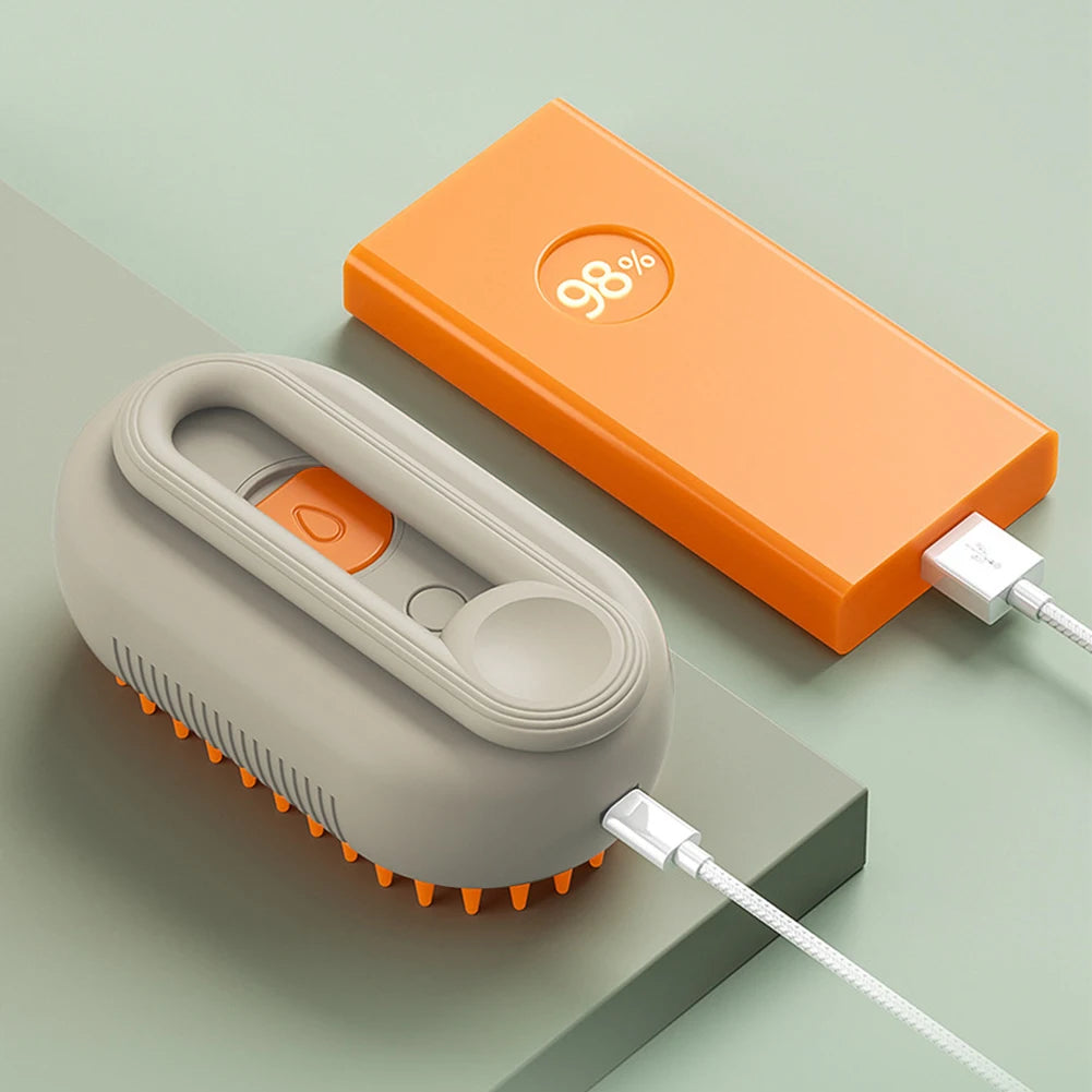 3-in-1 Electric Pet Steam Brush – USB Rechargeable Cat & Dog Grooming Comb