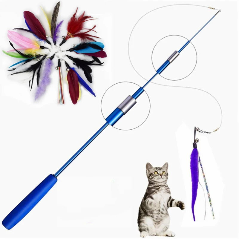 Telescopic Cat Teaser Wand – 3-Section Interactive Stick Toy