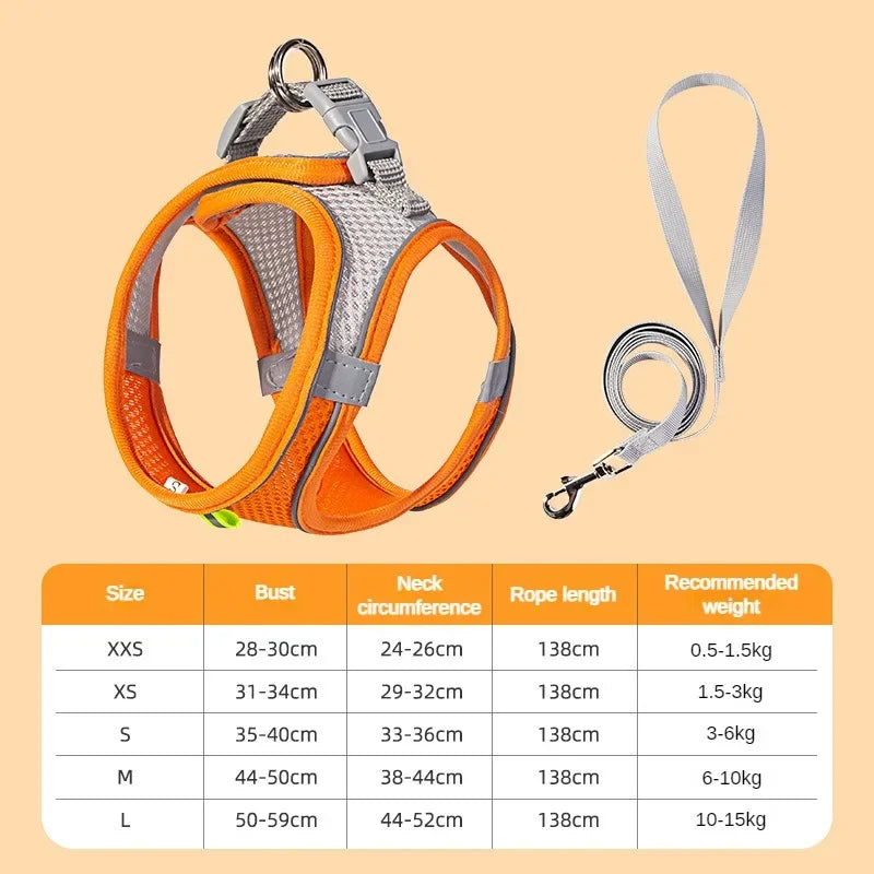 Small Dog & Cat Safety Harness – Adjustable Breathable Vest