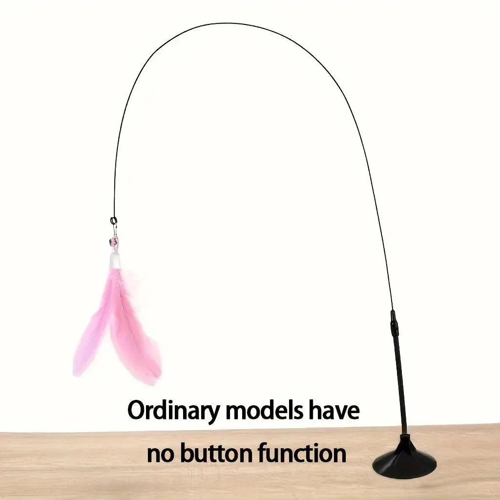 Interactive Cat Feather Wand with Bell & Suction Cup