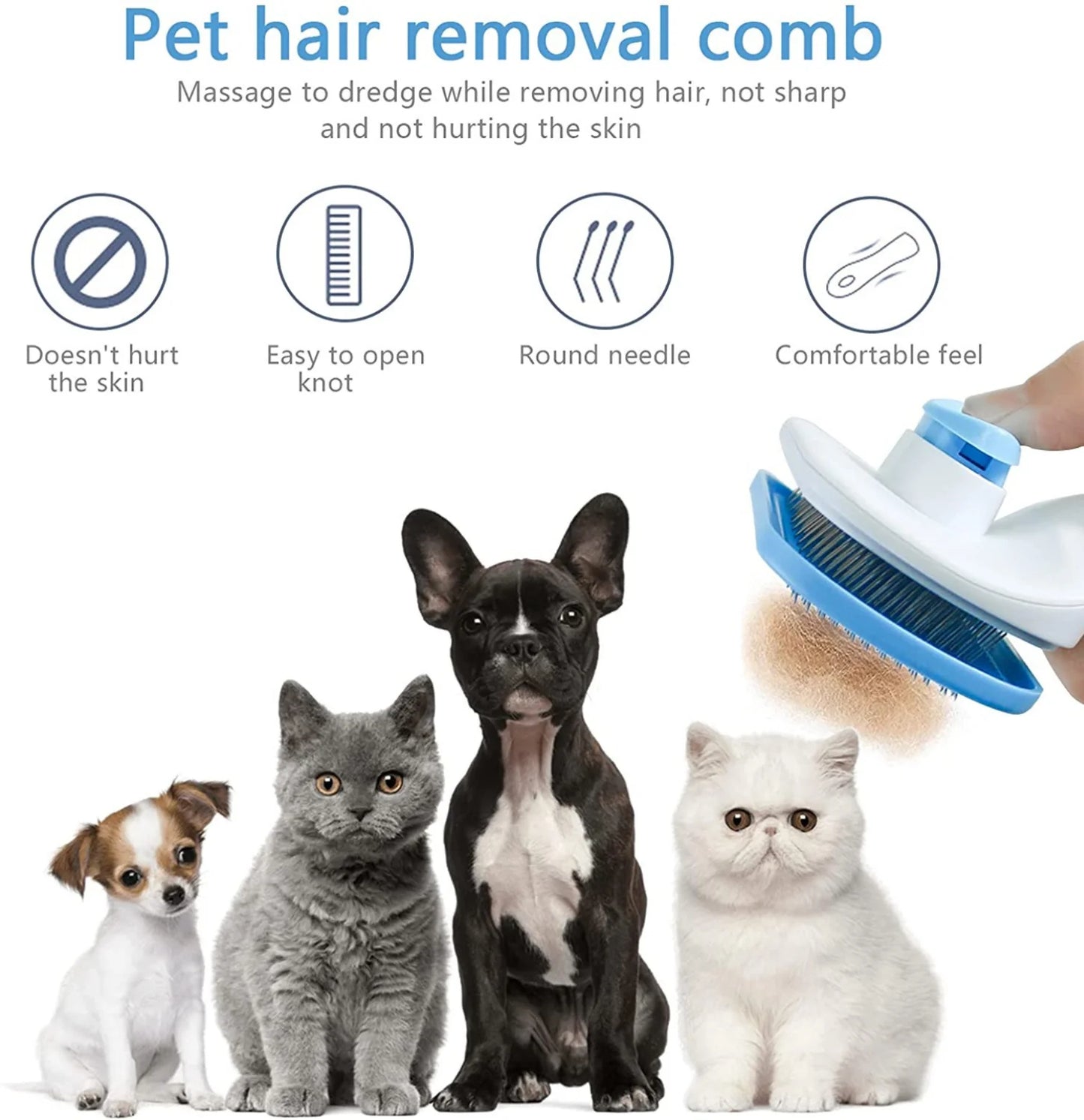 Pet Hair Remover Brush – Grooming Comb for Dogs & Cats with Long Hair
