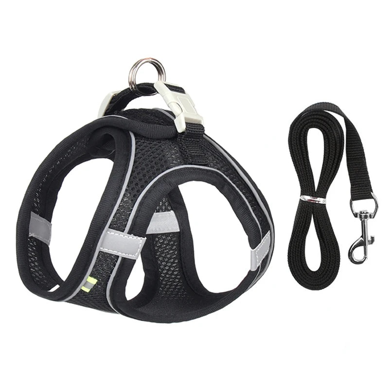 Adjustable Dog & Cat Harness Leash Set – Small Breed Vest