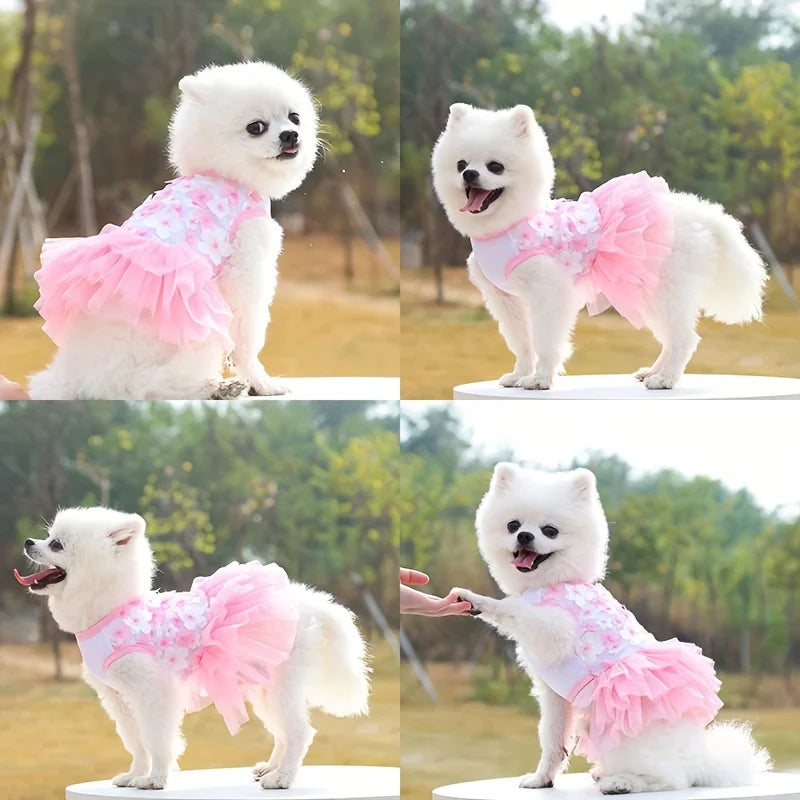 Floral Princess Dog Dress – Soft Outfit for Small & Medium Dogs