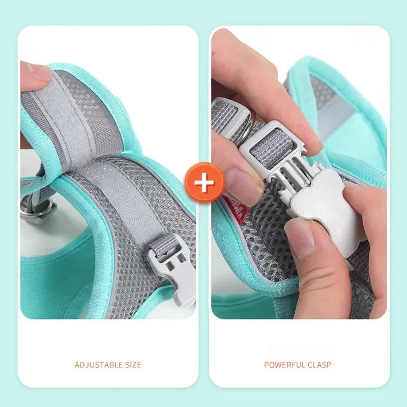 Small Dog & Cat Safety Harness – Adjustable Breathable Vest