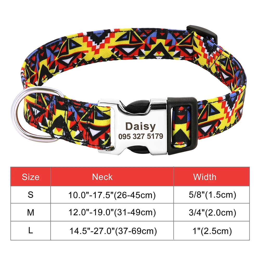 Adjustable Nylon Pet Collar – Personalized Engraved ID for Dogs & Cats
