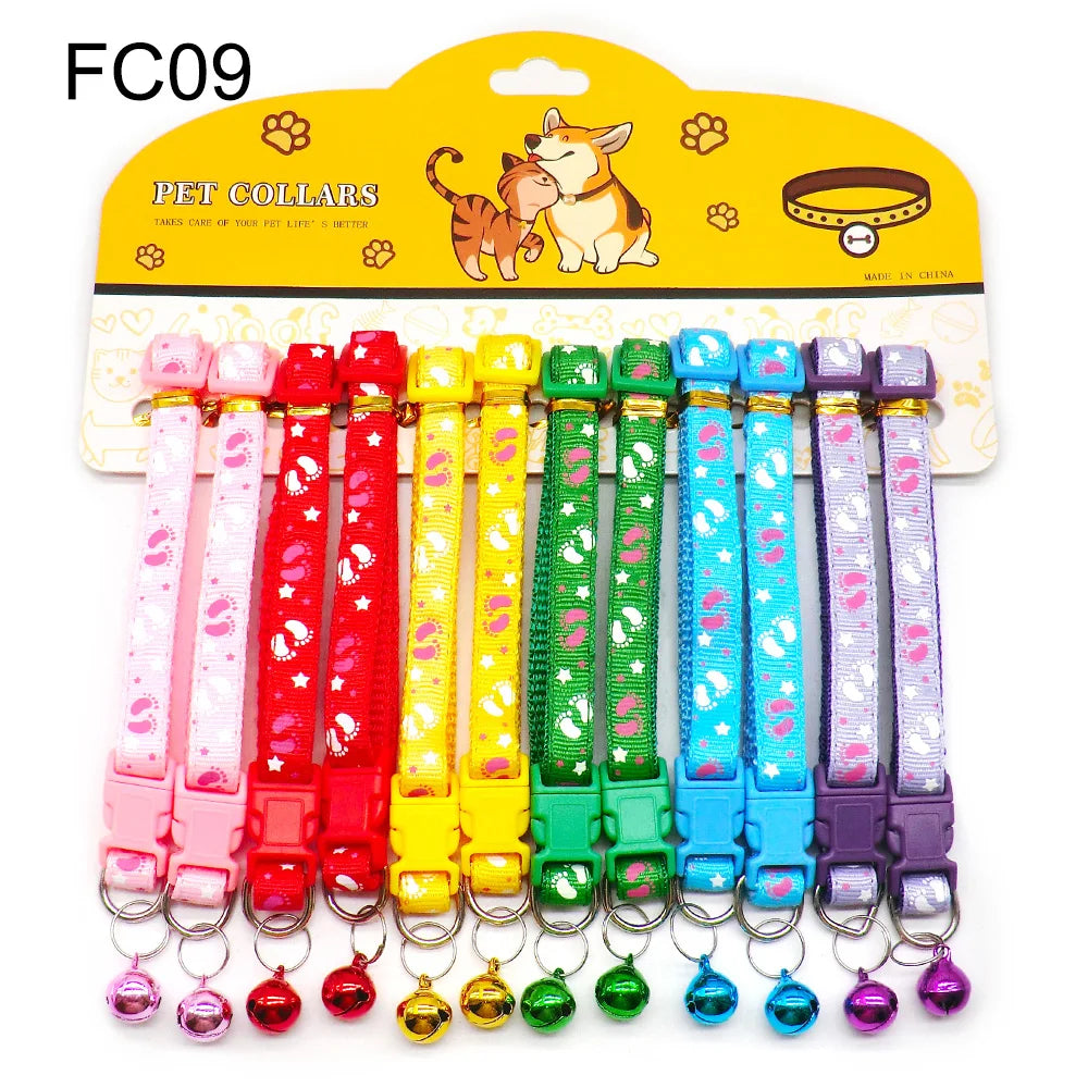 12-Pcs Anti-Lost Pet Collars – Mix Color Buckle Collars with Bell