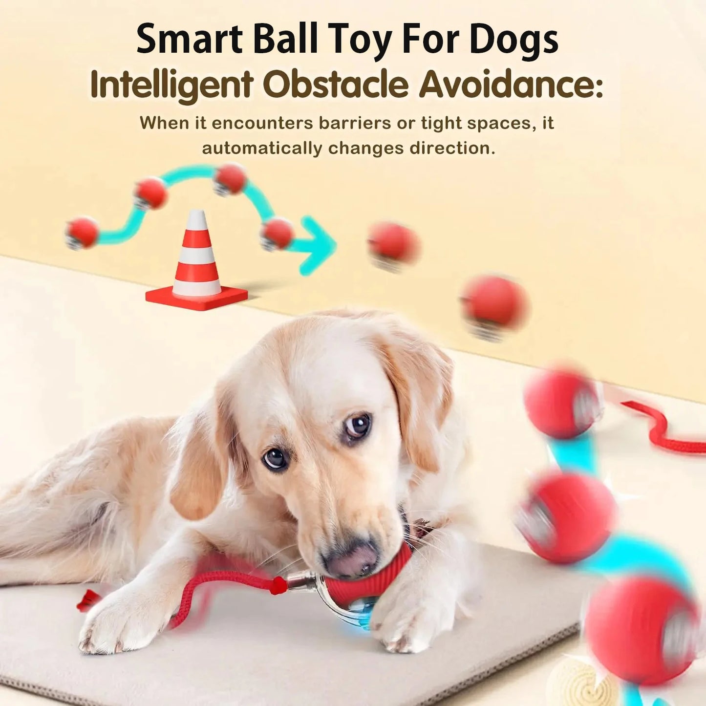 Smart Interactive Dog Ball – Automatic Rolling & Rechargeable