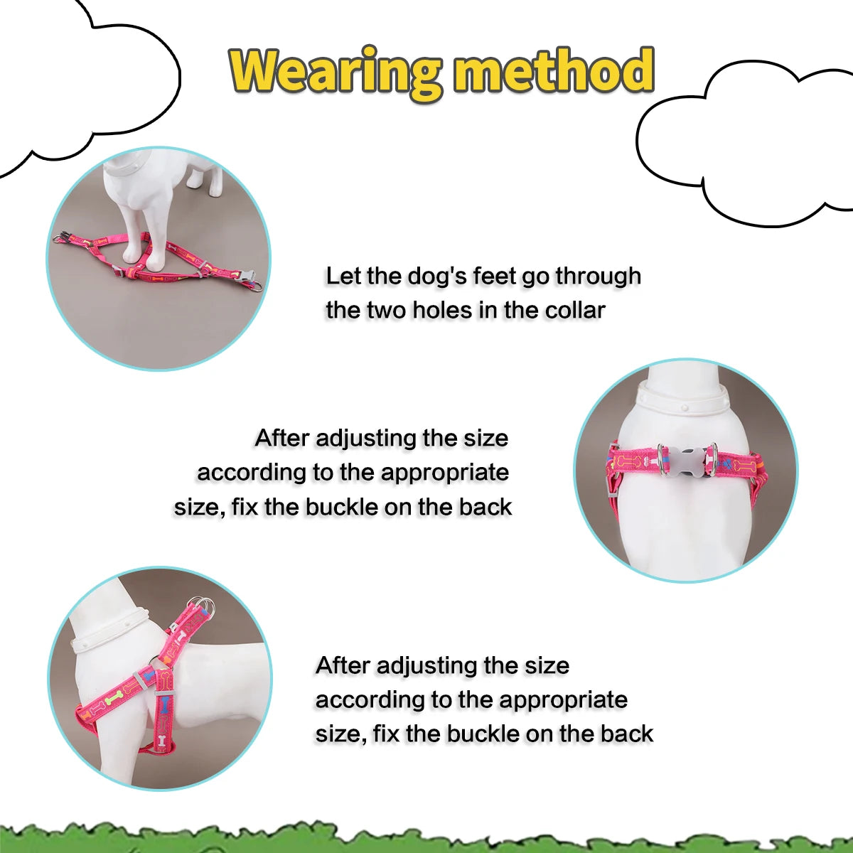 Colorful Bone Tripod Dog Harness – Indoor & Outdoor Use