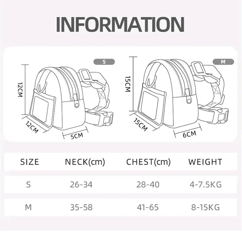 Dog Harness & Leash with Snack Backpack – Adjustable Pet Travel Set