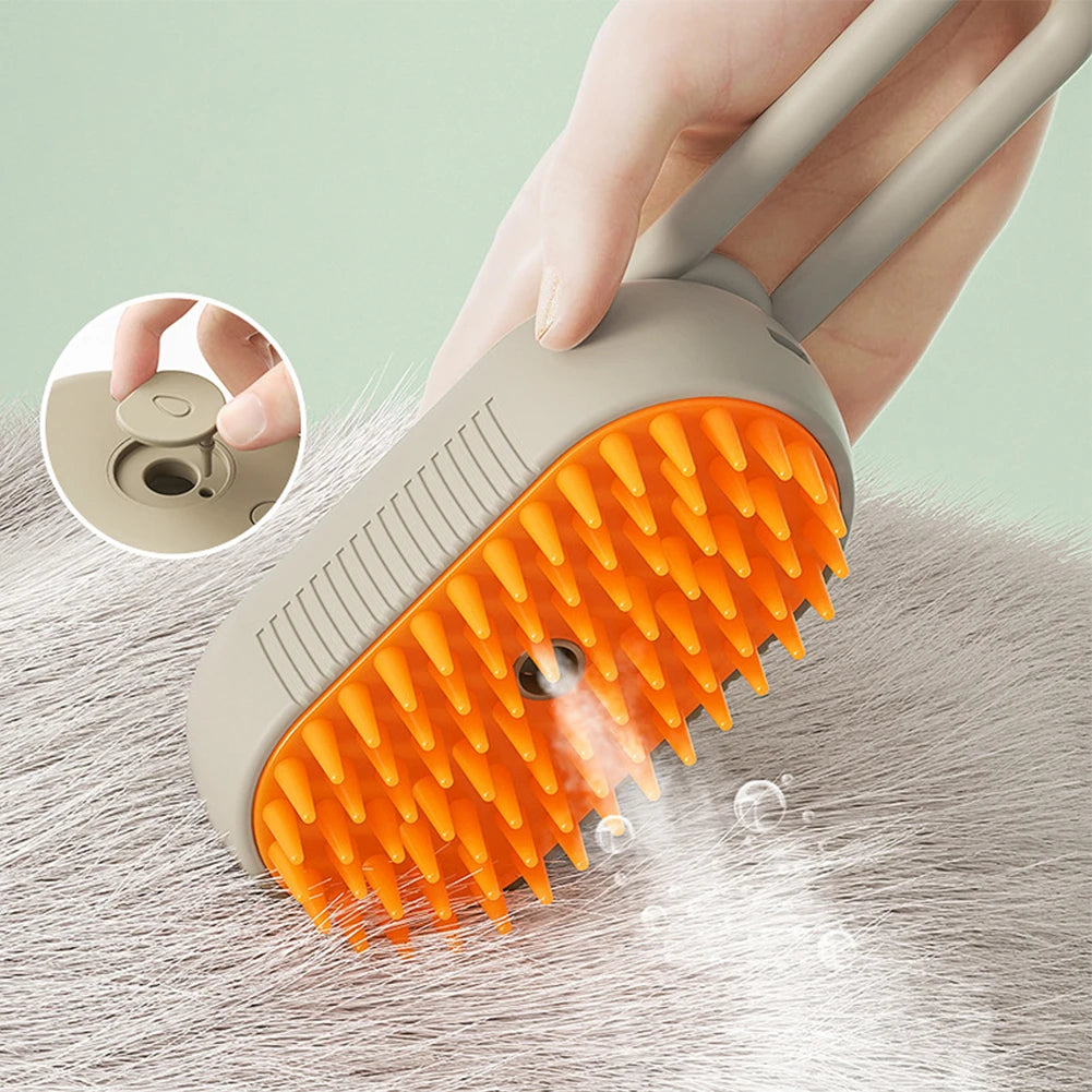 3-in-1 Electric Pet Steam Brush – USB Rechargeable Cat & Dog Grooming Comb