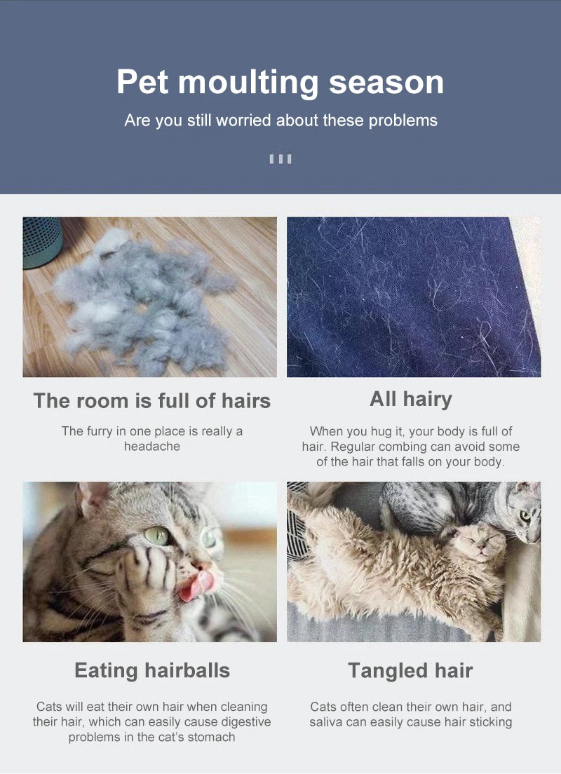 Pet Hair Remover Brush – Grooming Comb for Dogs & Cats with Long Hair