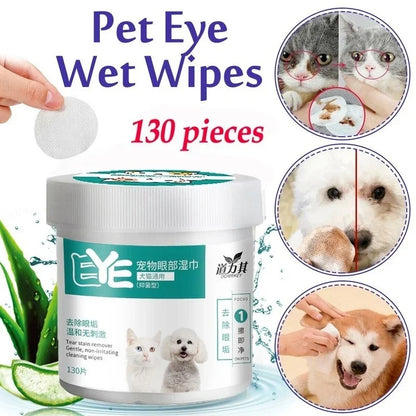 130-Piece Pet Cleaning Wipes – Eye & Tear Stain Remover for Dogs & Cats