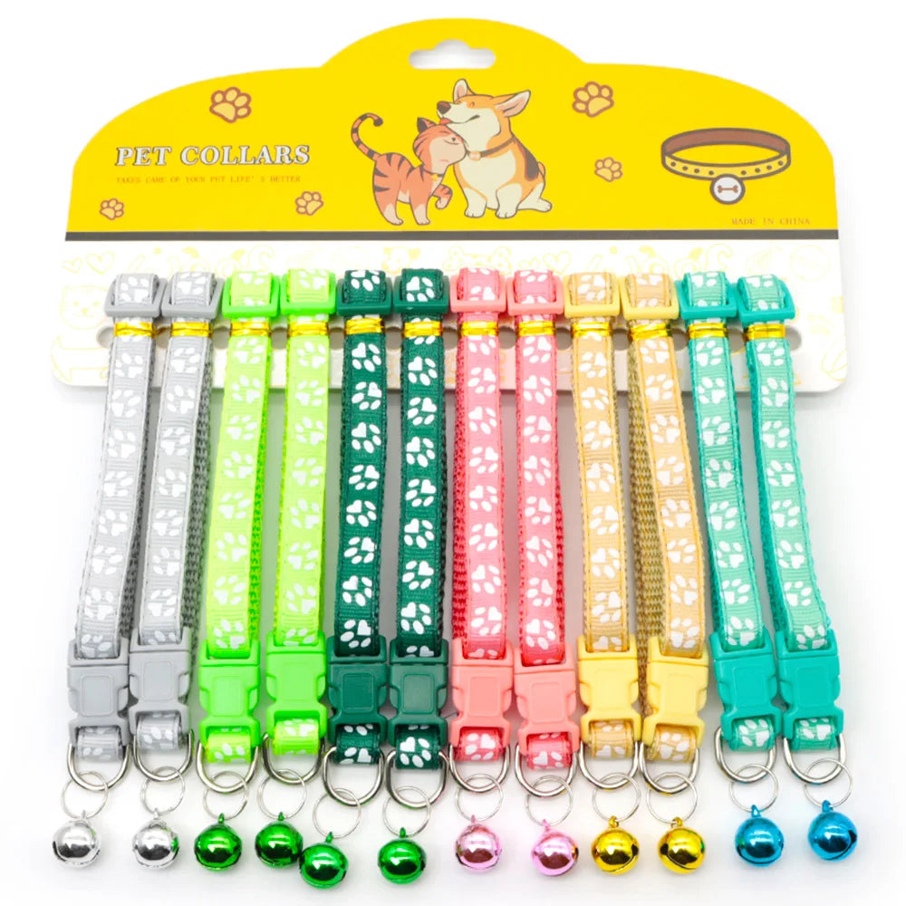 12-Pcs Anti-Lost Pet Collars – Mix Color Buckle Collars with Bell