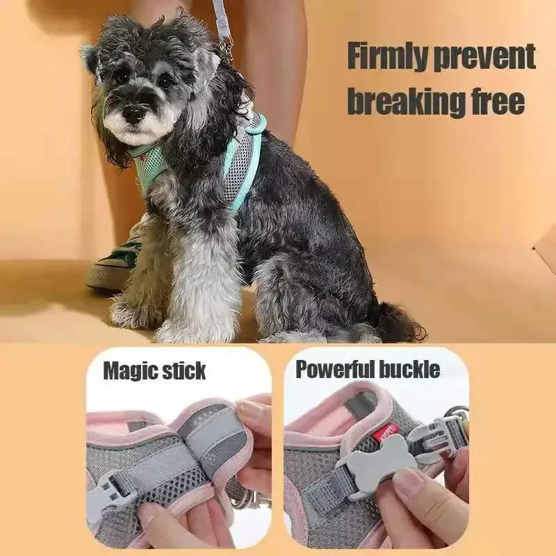Small Dog & Cat Safety Harness – Adjustable Breathable Vest