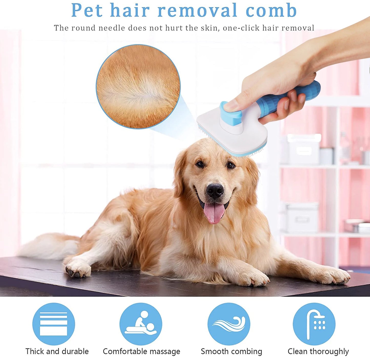 Pet Hair Remover Brush – Grooming Comb for Dogs & Cats with Long Hair