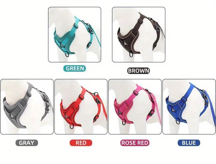 No-Pull Dog & Cat Harness with Leash – Adjustable Reflective Vest