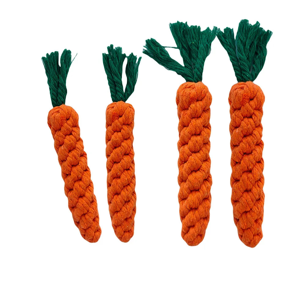 Carrot-Shaped Dog Chew Rope – Durable Cotton Bite Toy