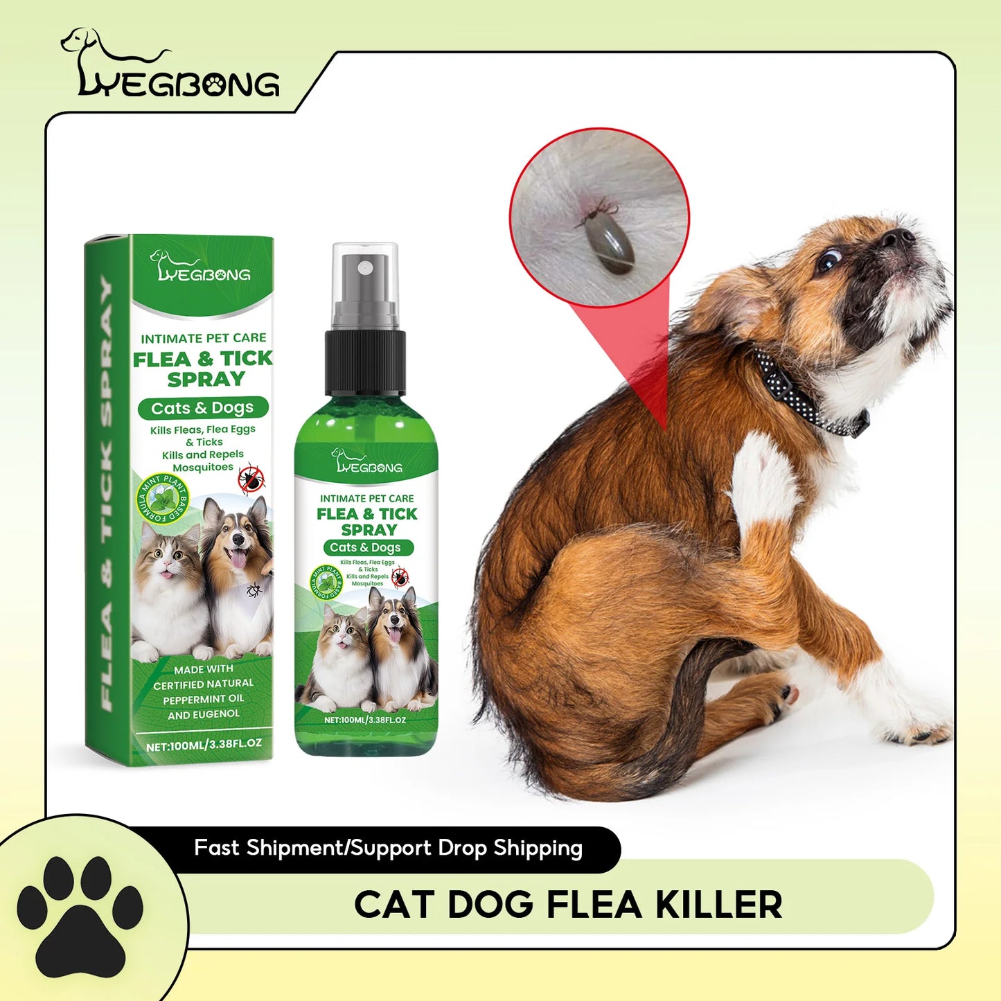 Mite & Flea Removal Spray – Anti-Lice & Tick Relief for Cats & Dogs